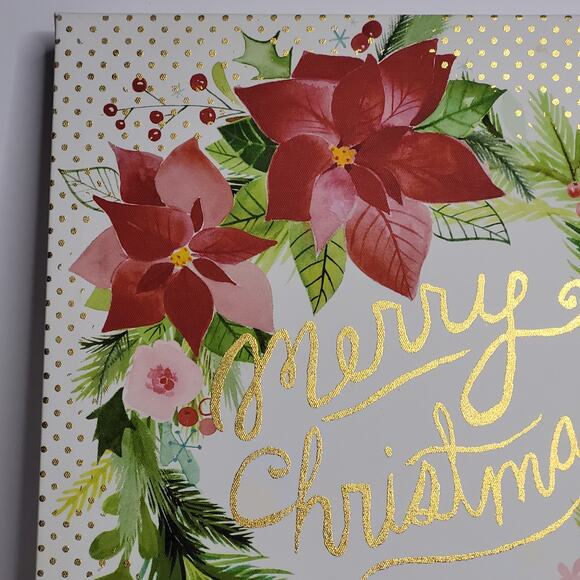 Square "Merry Christmas" Poinsettia Wreath Sign - Picture 3 of 14
